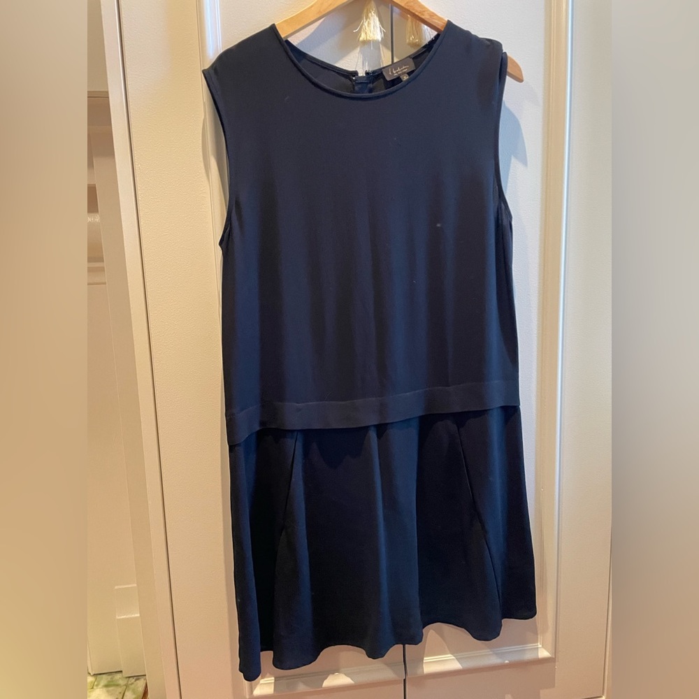 Aritzia T. Babaton Reece Black Silk Crepe Drop Waist Dress Size 10